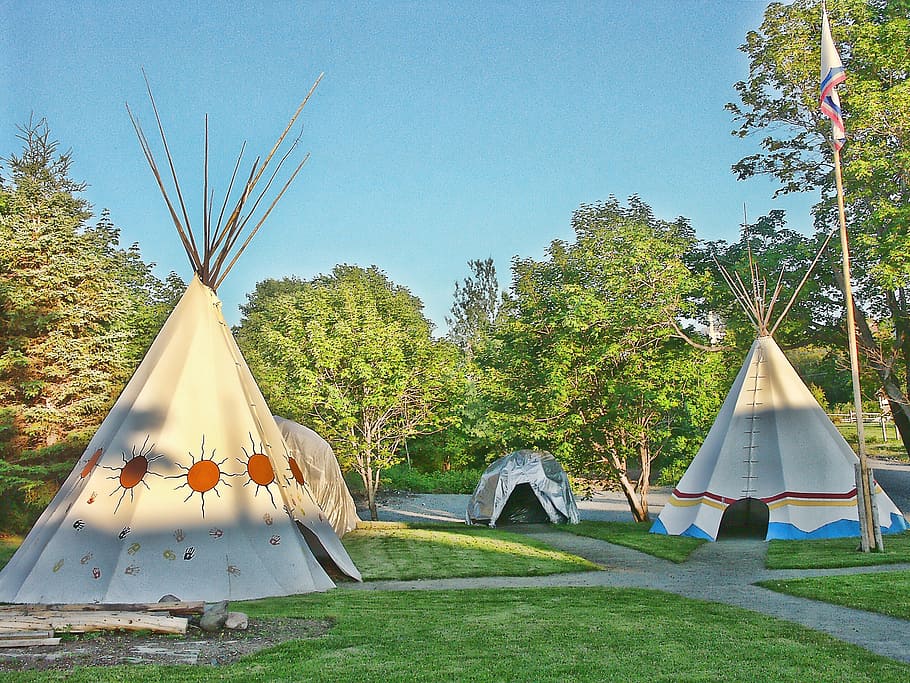 brown, teepee tents, daytime, tent, tipi, pow wow, tepee, indian, summer, typical