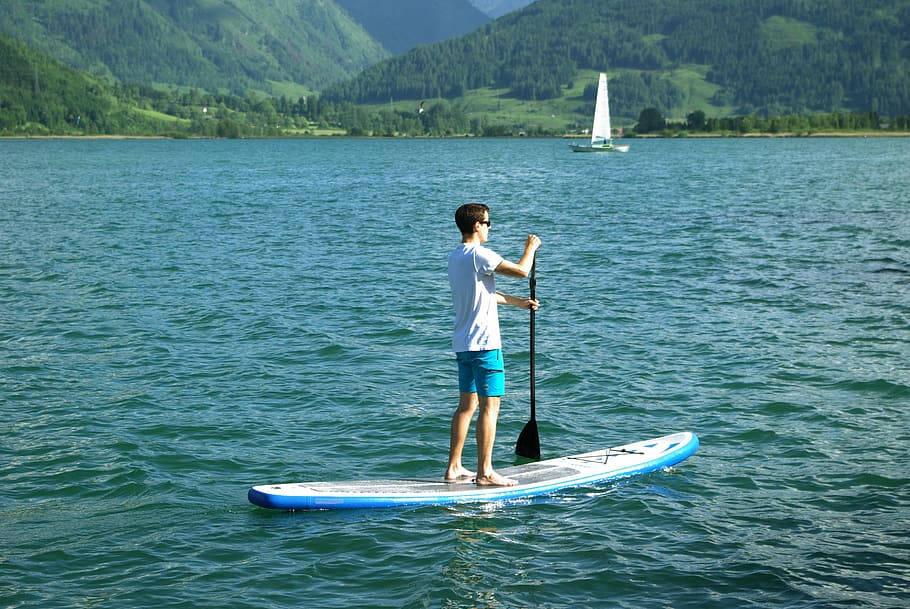 Lake, Water, Waters, Rower, Zell Am See, pinzgau, salzburger land, one person, leisure activity, oar