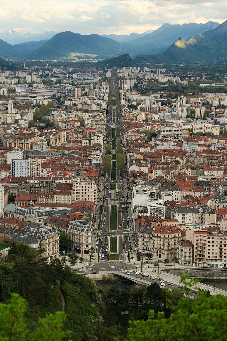 city during daytime, city, aerial, view, architecture, building, infrastructure, road, street, car