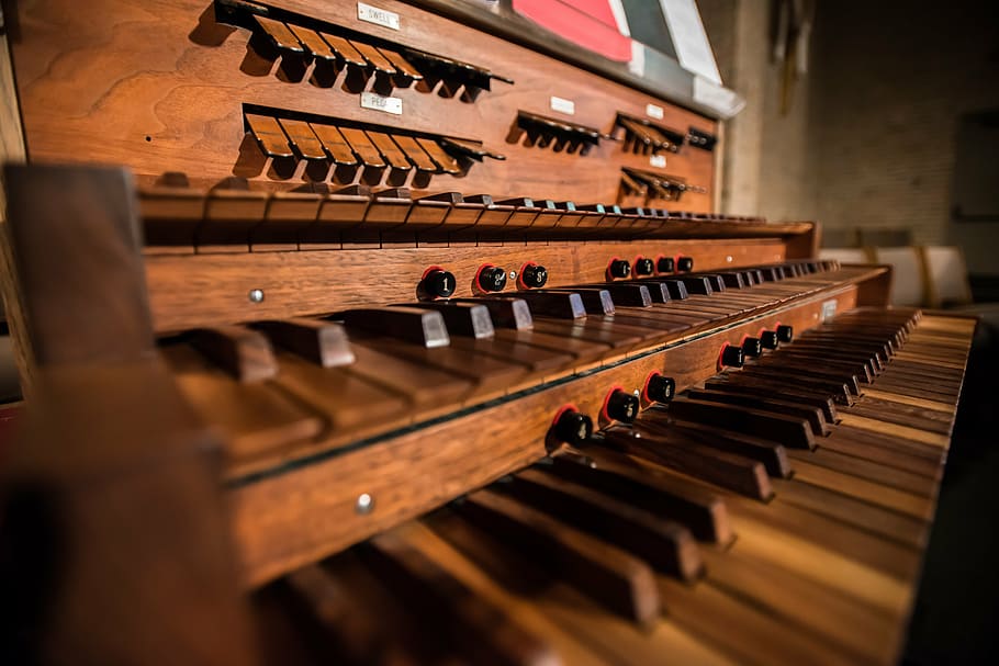 organ, pipa, gereja, musik, instrumen, katedral, kayu, piano, Alat musik, piano Key