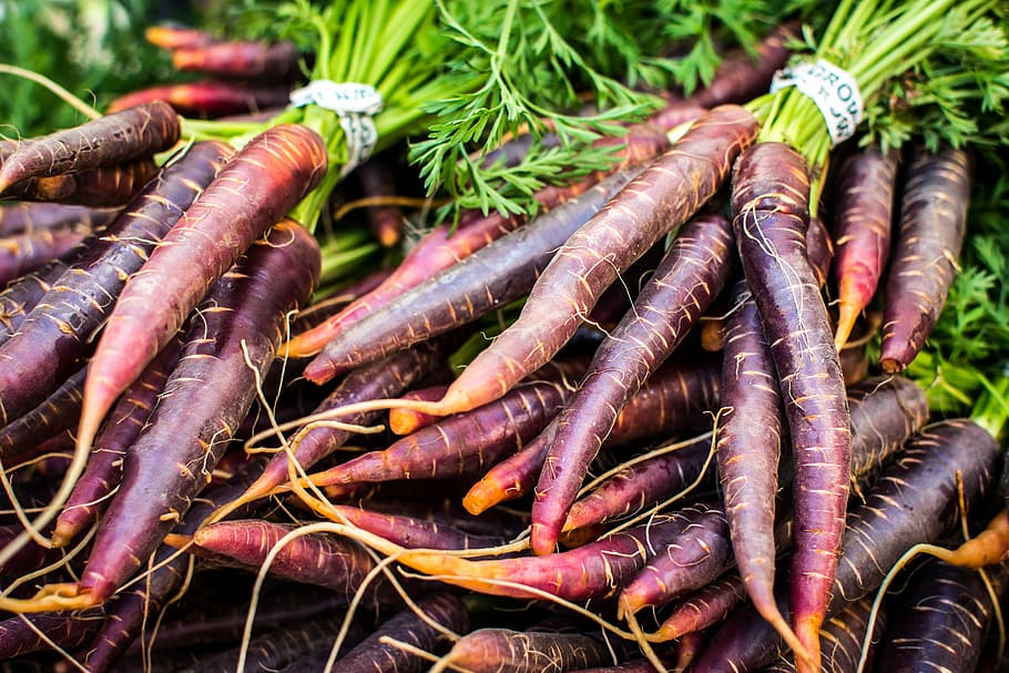 merah, wortel, pasar petani, close up, warna-warni, makanan, kesegaran, Makanan mentah, pasar, alam
