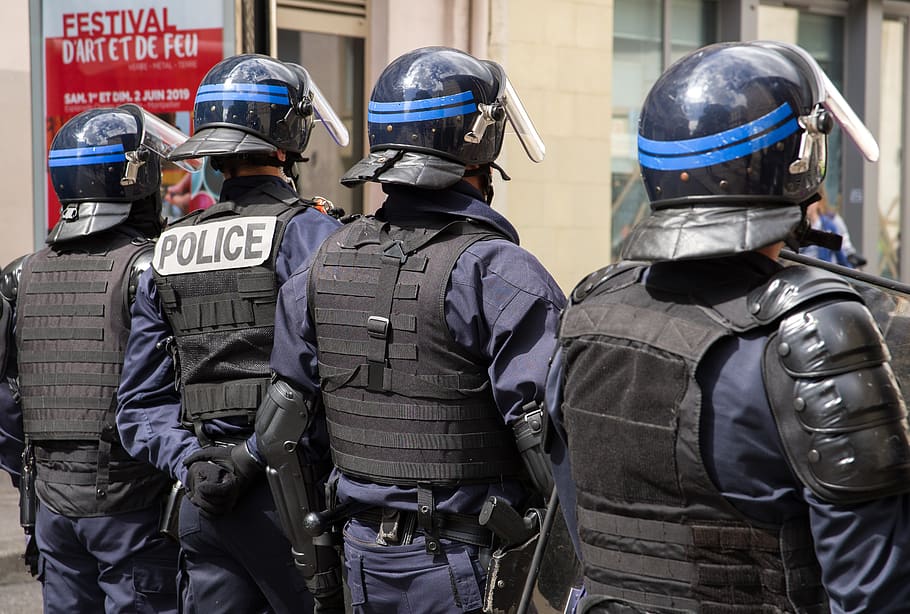 france, police, helmets, event, security, government, helmet, law, rear view, protection