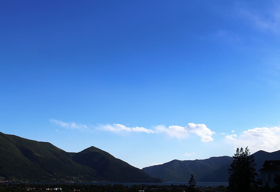 panorama, lake, lago maggiore, mountains, clouds, sky, locarno, ticino, switzerland, mountain