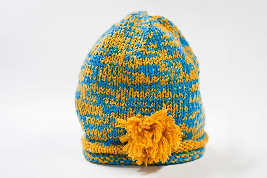 woolen hat, hat, fur, woolen, baby, wool, knitting, ball of wool, studio shot, white background