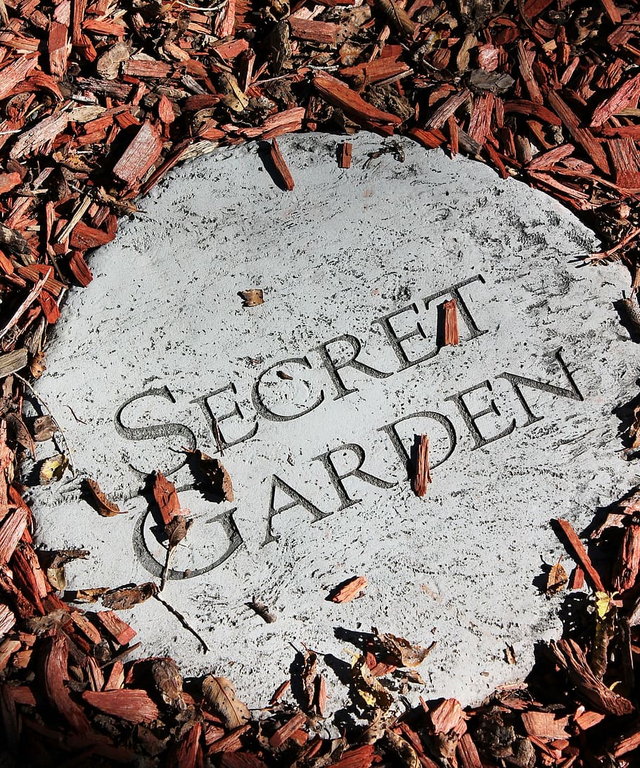 secret, garden, engraved, board, secret garden, stone, nature, magic, summer, walkway