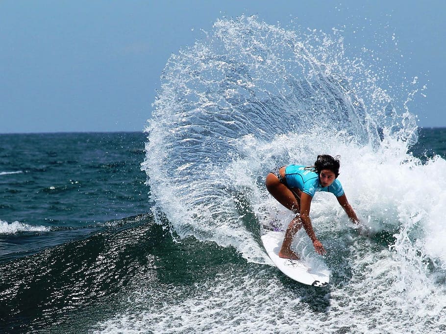 woman surfboarding, daytime, Surf, Girl, Sport, Adventure, surf, girl, aventure, water, sea