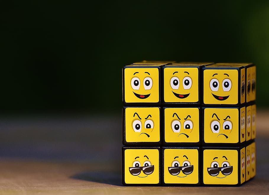 3x3 rubik's cube, cube, smilies, various, funny, feelings, emoticon, mood, emotion, faces