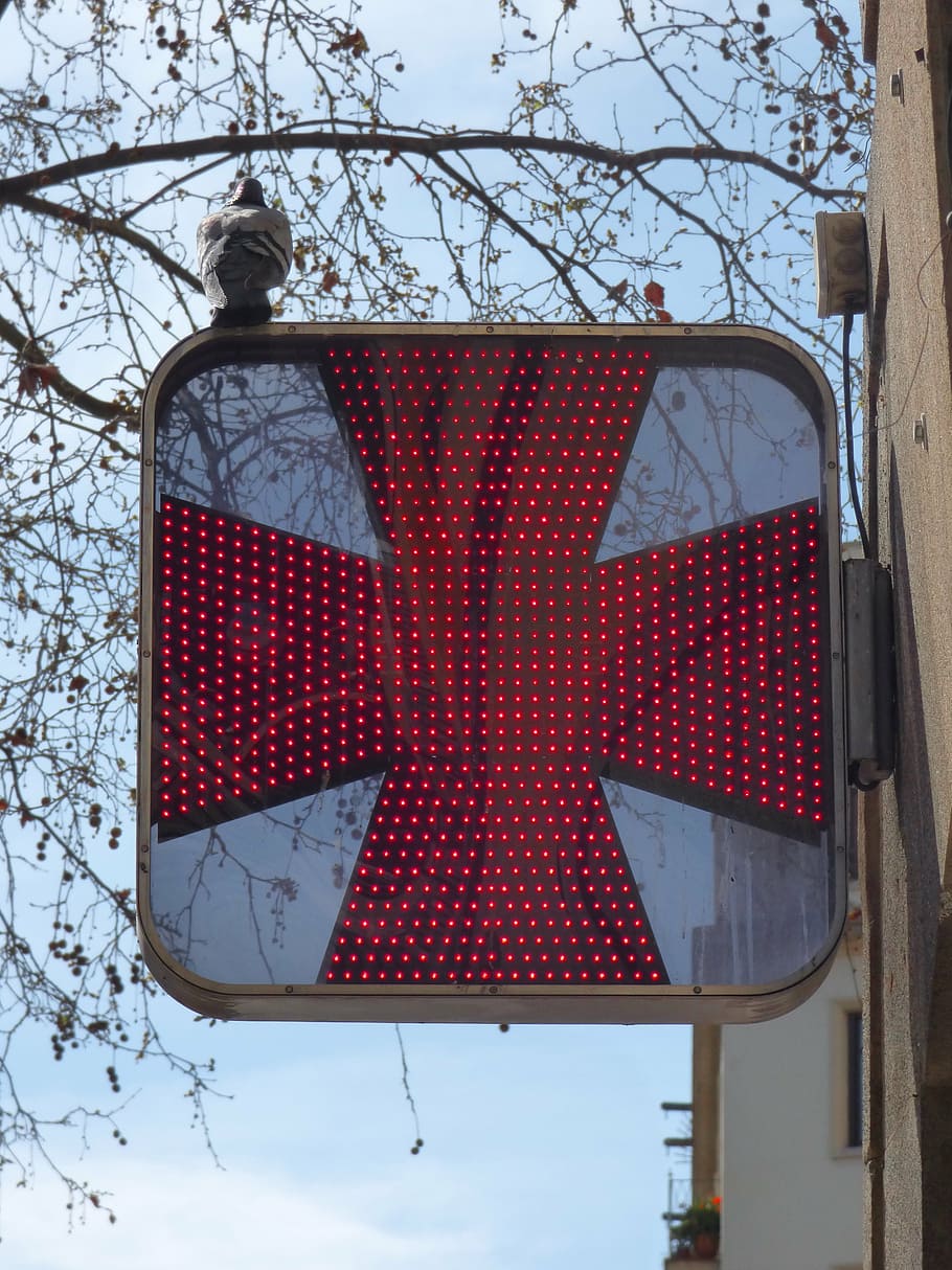 pharmacy, signal light, lettering, paloma, red cross, leds, sign, uSA, red, communication