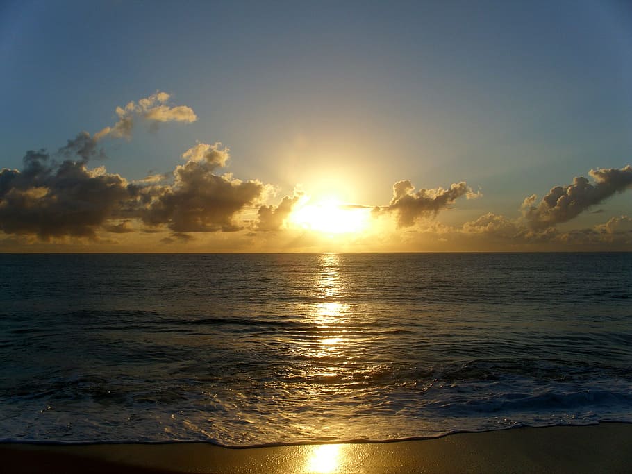 seashore, Bahia, Sky, Landscape, Beach, sky, landscape, m, mar, sunrise, santa cruz cabrália