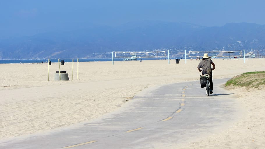 Sepeda, County, Venice Beach, pantai, california, pasir, matahari, liburan, ombak, laut