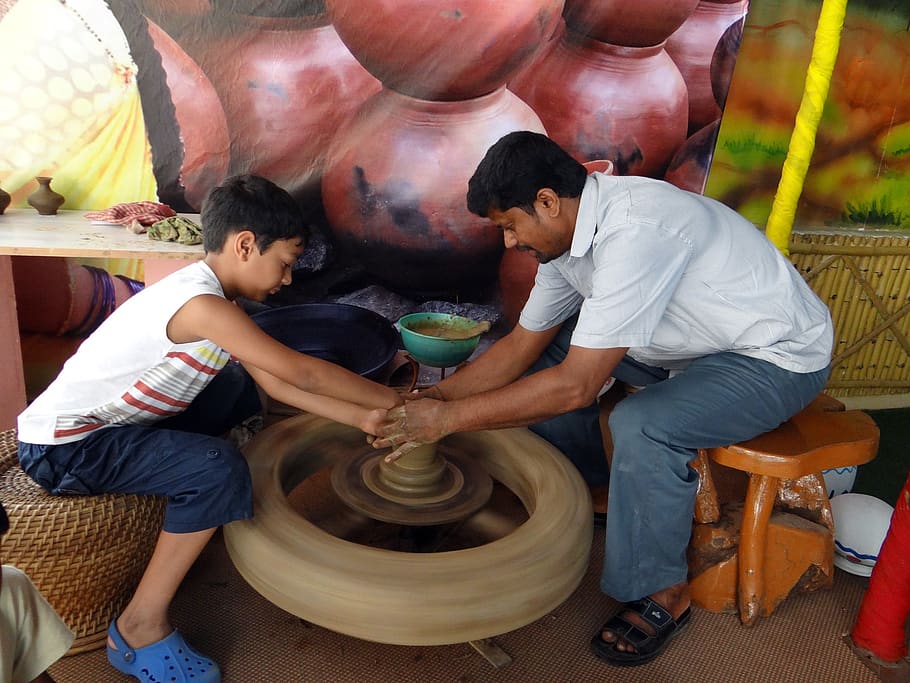 fabricación de cerámica, cerámica, arcilla, artesanía, olla, rueda, habilidad, forma, taller, artista