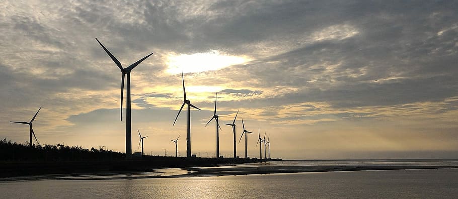 matahari sore, taman pulau, lingkungan, taichung, tenaga angin, energi terbarukan, turbin, turbin angin, bahan bakar dan pembangkit listrik, energi alternatif