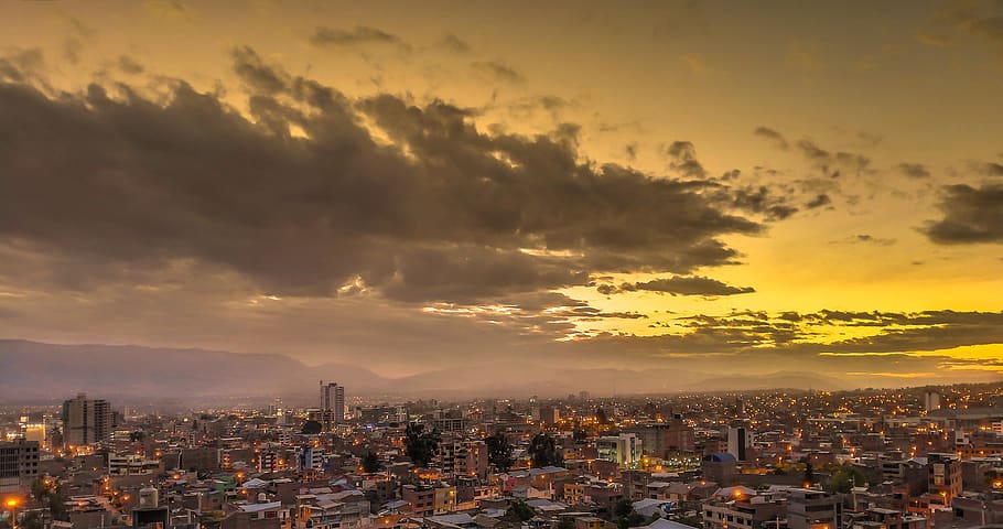sunset, peru, p, holiday, horizon, huancayo, building exterior, architecture, city, cityscape
