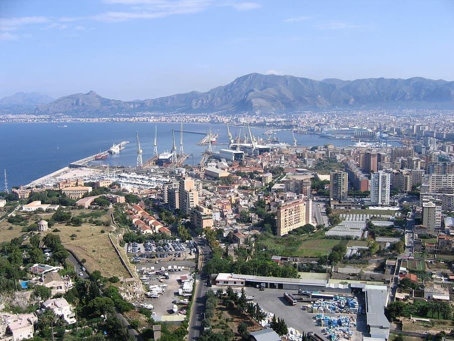 Palermo, Sisilia, Porto, Pemandangan, Lanskap, kota, kota utama, laut tengah, ikhtisar, laut
