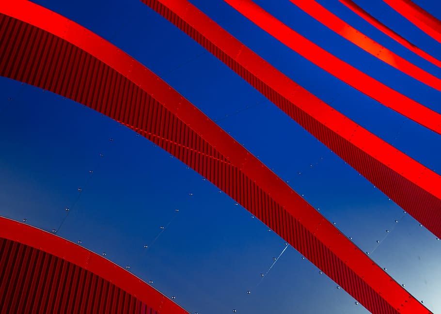 untitled, blue, red, steel, design, art, architecture, construction, striped, backgrounds
