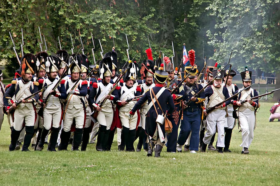 napoleon, war, history, shooting, group of people, crowd, real people, plant, large group of people, clothing