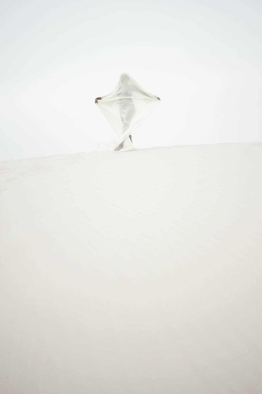 女性, 白, ドレス, 砂漠, 神秘的です, 肖像画, 砂, 砂丘, 孤独, キャラクター