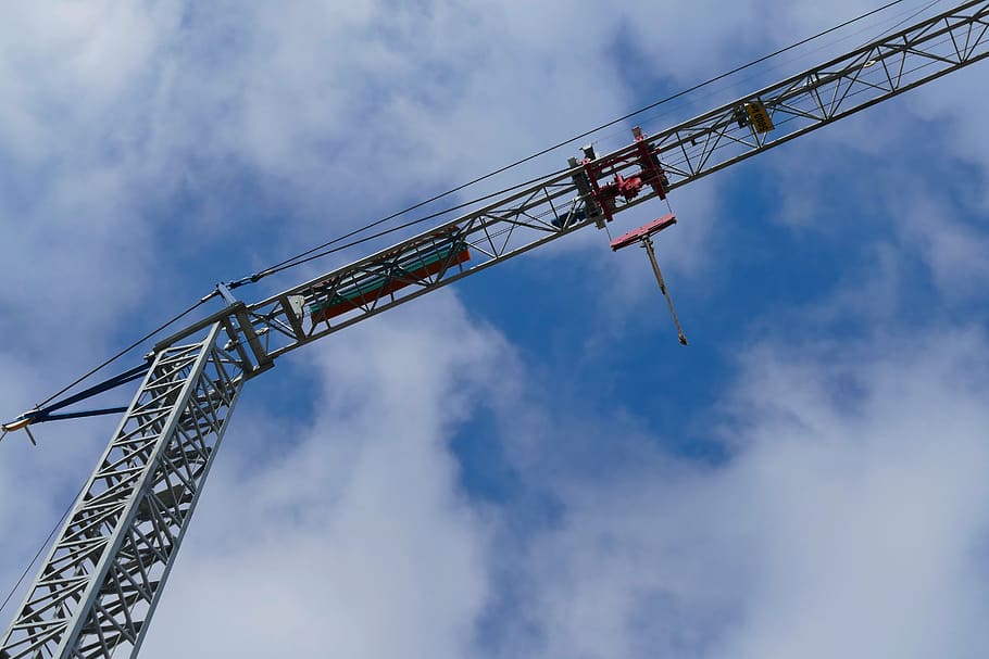 industry, sky, crane, machine, expression, high, steel, large, equipment, site
