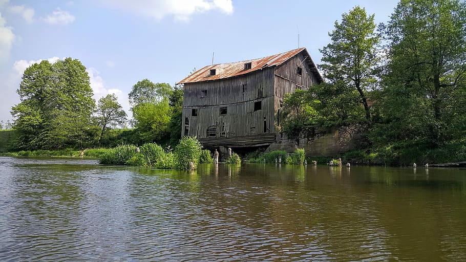 Wkra, Joniec, Old Mill, Mill, River, river, architecture, reflection, built structure, building exterior, water