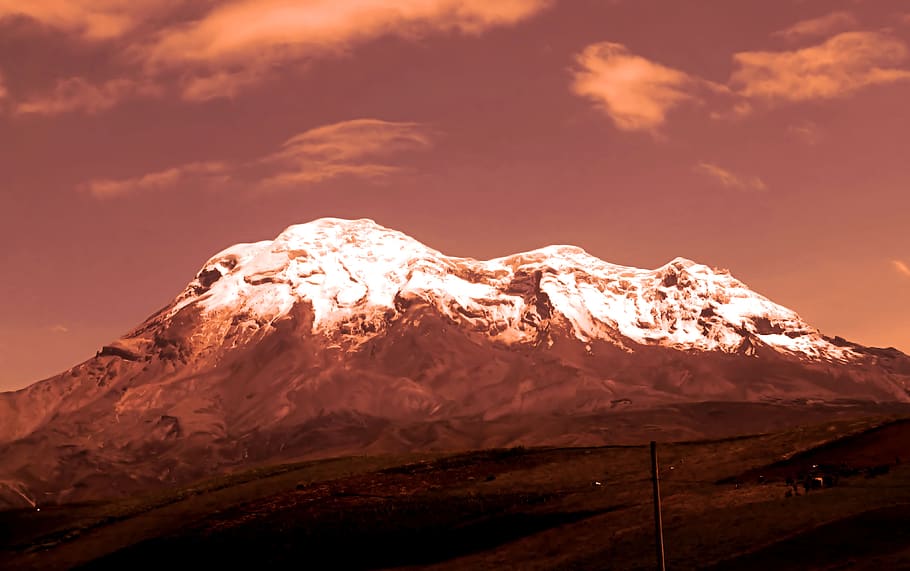 mountain, top, volcano, stratowulkan, ecuador, chimborazo, climbing, vertex, orange, martian landscape