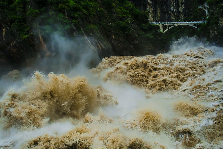 sungai yangtze, harimau melompat ngarai, berpacu, momentum, kejutan, air, berbandul, risiko, alam, air terjun