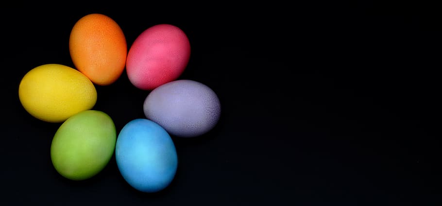 enam, aneka warna, dekoratif, telur, telur paskah, warna-warni, paskah, selamat paskah, warna, tema paskah