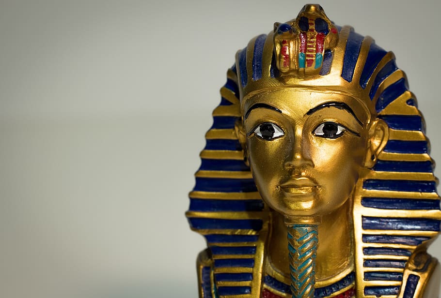 emas, raja, tutankhamun, kepala, patung, mesir, firaun, budaya, sejarah, kuno