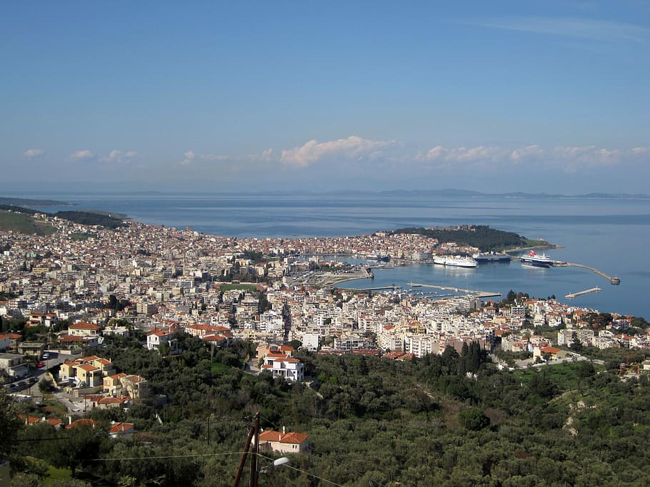 View, Mytilene, Greece, cityscape, clouds, photos, landscape, landscapes, public domain, sky