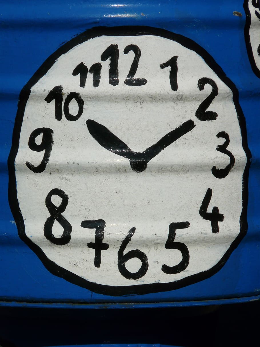 時間, 時計の文字盤, ポインター, 時計, ペイント, 塗装, クローズアップ, 人なし, 日, 青