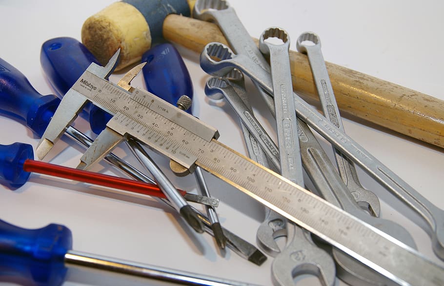 vernier caliper, surface, tools, technique, car, work tool, indoors, close-up, instrument of measurement, tool