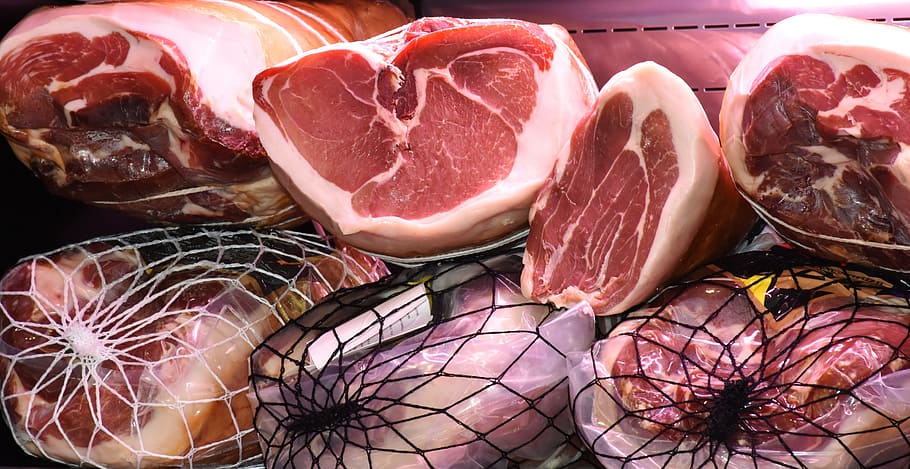raw meats, ham, smoke, bacon, food, raw, smoked, meat, smoked meat, food meat
