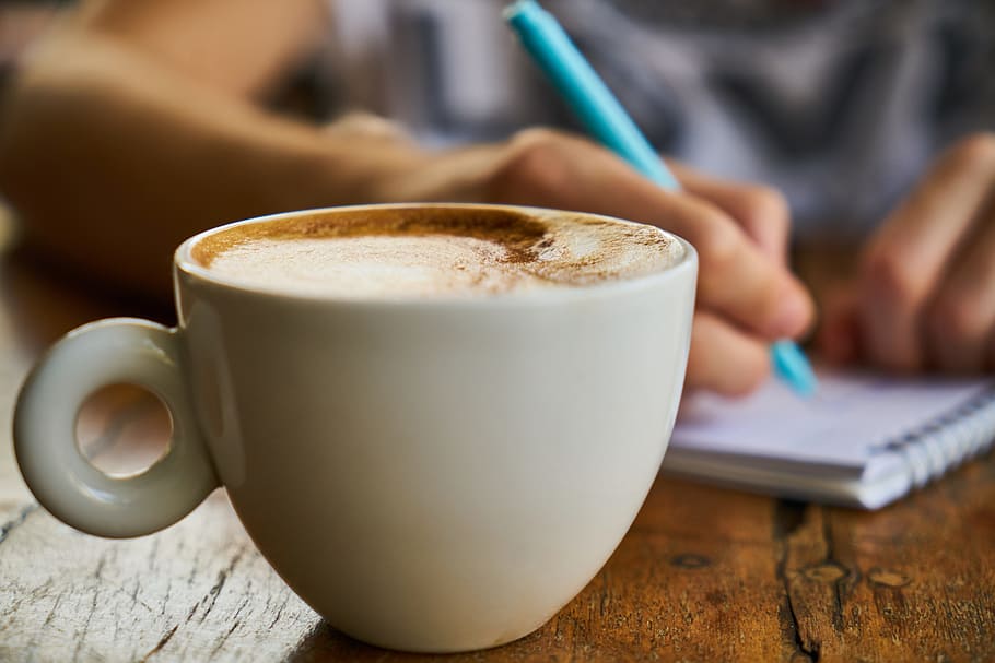 white, ceramic, coffee mug, tabletop, Coffee, Latte, Cappuccino, Photo, Food, cup