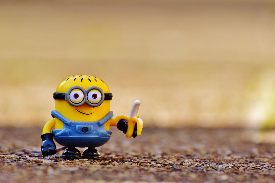 disney minion toy, Minion, Toys, Children, Figure, funny, yellow, cute, eat, banana