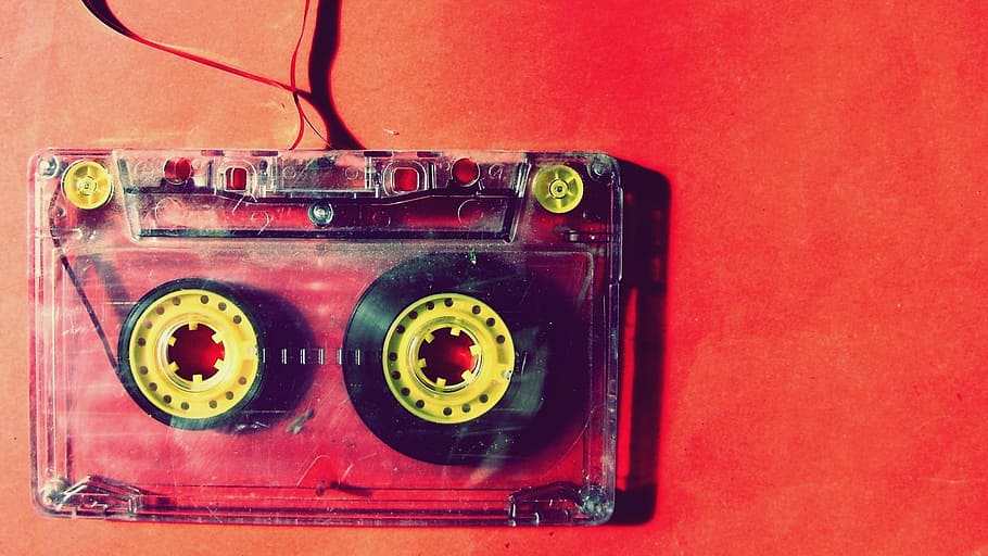 red cassette tape, music, cassette tape, cassette, retro, audio, tape, vintage, stereo, retro styled