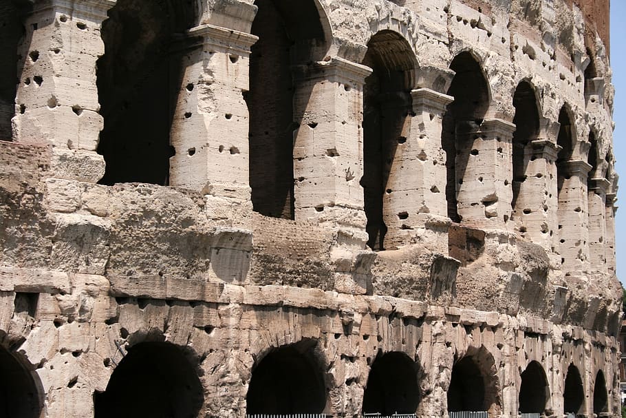 o coliseu, coliseu, romano, itália, Roma, velho, arena, edifícios, histórico, antigo