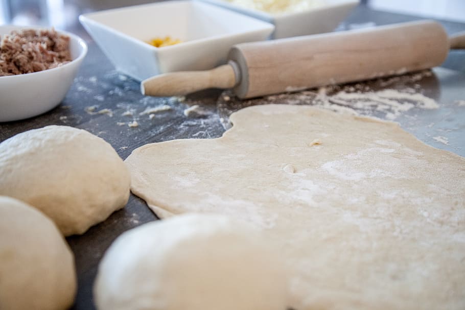 rolling, pin, dough, table, Pizza, Pizza, Pizza Dough, Stone Oven, pizza, stone oven pizza, italy