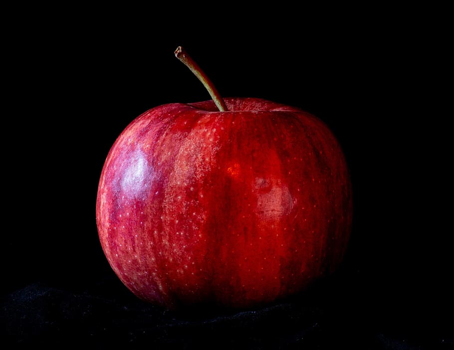 apple, black background, fruit, red, still life, studio shot, food and drink, healthy eating, food, apple - fruit