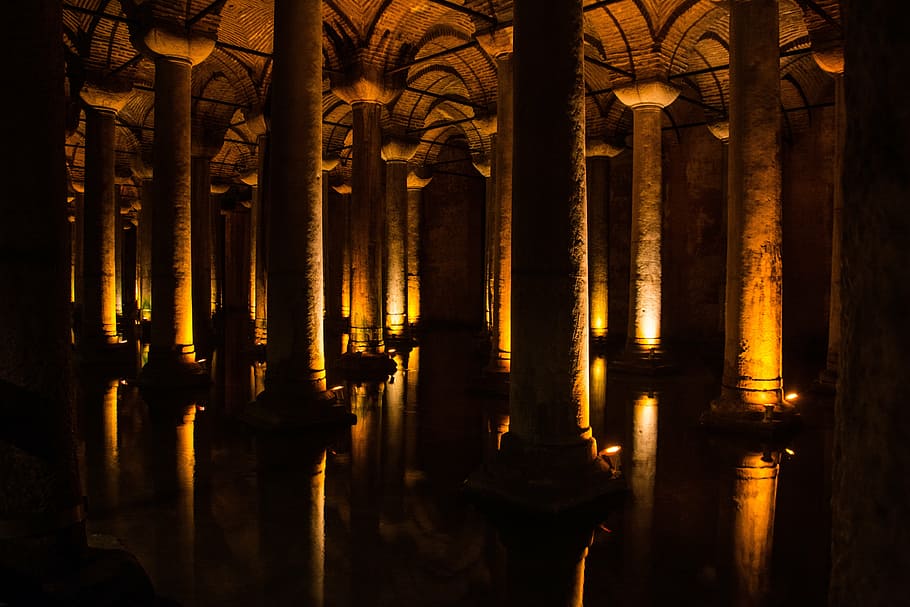 istanbul, cistern, basilica cistern, architecture, sunken palace, byzantium, columnar, turkey, architectural column, the past