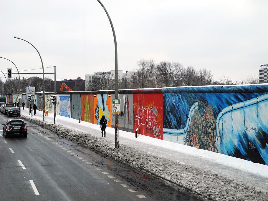 berlin, city, wall, graffiti, east germany, west germany, ddr, transportation, architecture, street