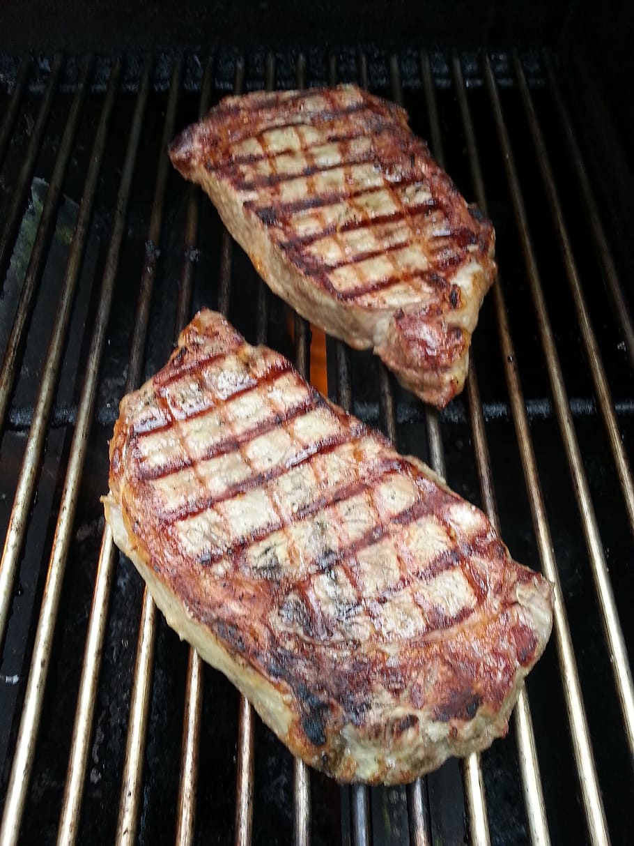 Steak, Grill, Marks, Meat, Beef, Bbq, grill marks, new york strip, grilled, barbecue