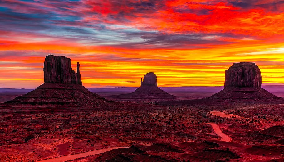 aerial, death valley, monument valley, utah, sunset, twilight, sky, clouds, colorful, beautiful