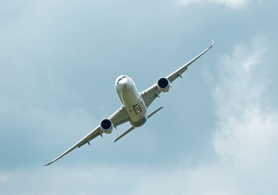 pesawat, pertengahan, udara, airbus, A350, pesawat penumpang, penerbangan, penerbangan demo, terbang, flyer