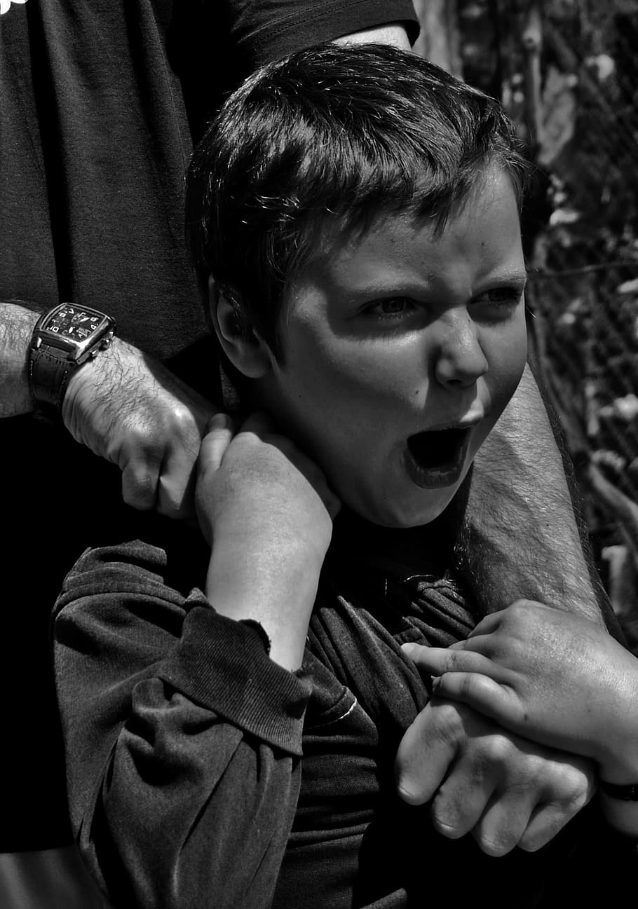 Child, Scream, Emotions, kid, boy, black and white, human body part, pain, people, human hand
