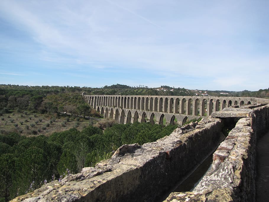 aqueduct, bridge, historic, old, tomar, portugal, architecture, sky, built structure, history