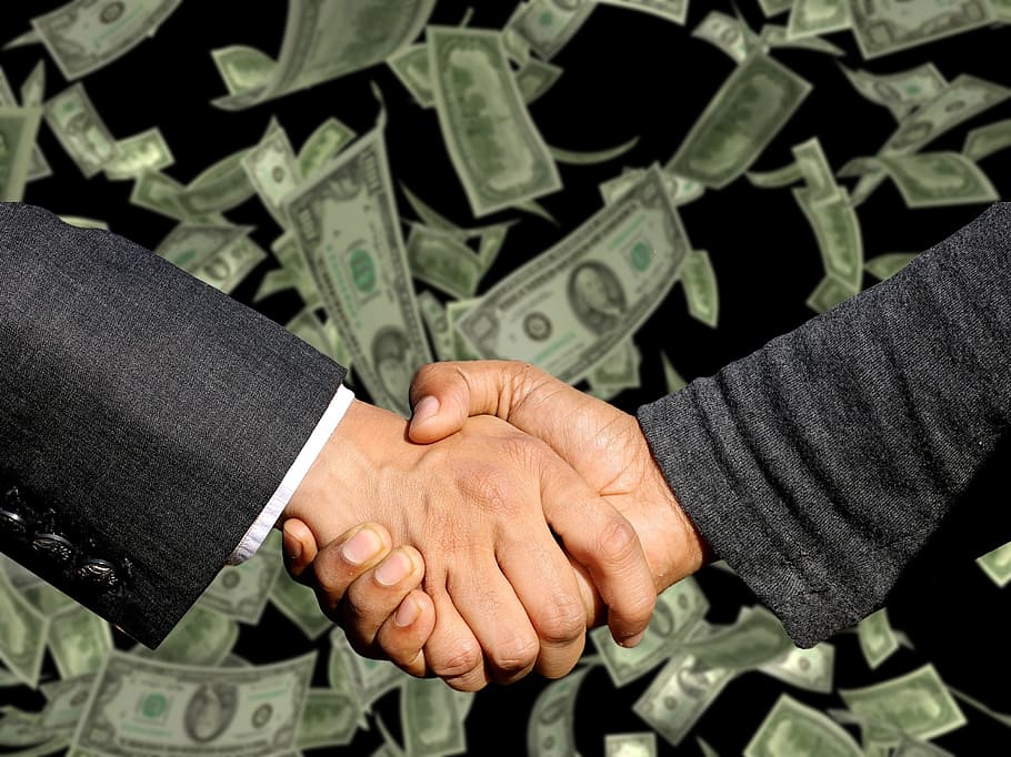 two, person, shaking, hands, conclusion of the contract, handshake, trade, business, profit, dirty money