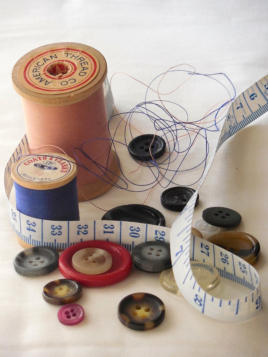 assorted-color button lot, sewing, notions, fashion, thread, tailor, sew, needle, tailoring, dressmaking
