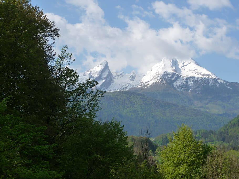 Mountains, Watzmann, Clouds, Snow, berchtesgadener land, germany, alpine, mountain, nature, scenics