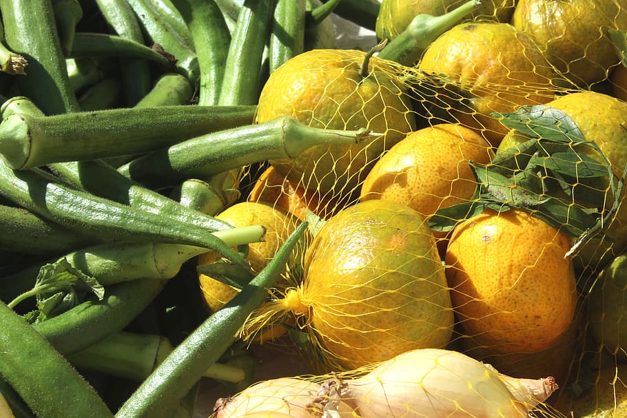fair, okra, tangerine, fruit, healthy eating, food, freshness, food and drink, wellbeing, close-up