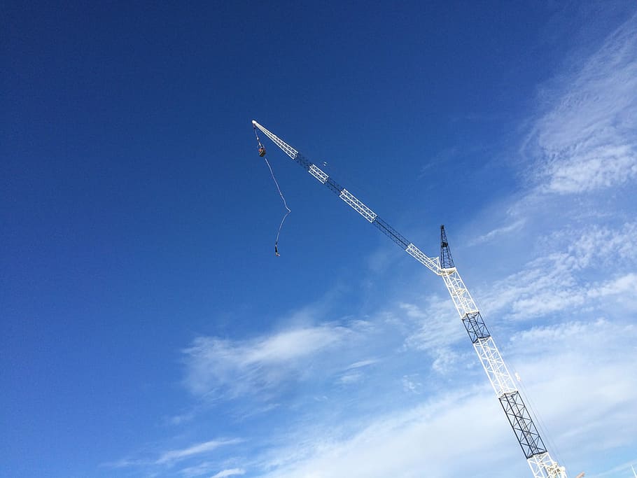 bungee jump, aksi, bungee, ekstrim, gravitasi, konstruksi Industri, crane - Mesin Konstruksi, biru, langit, Situs konstruksi