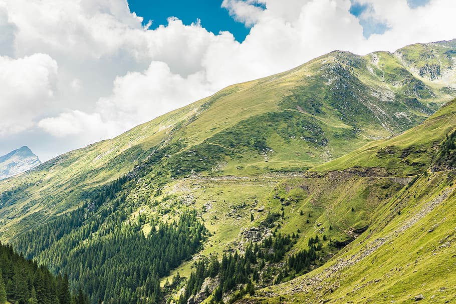 ルーマニアの山々, 美しい, 自然, ルーマニア語, 山, 雲, 森, 草, 緑, 丘